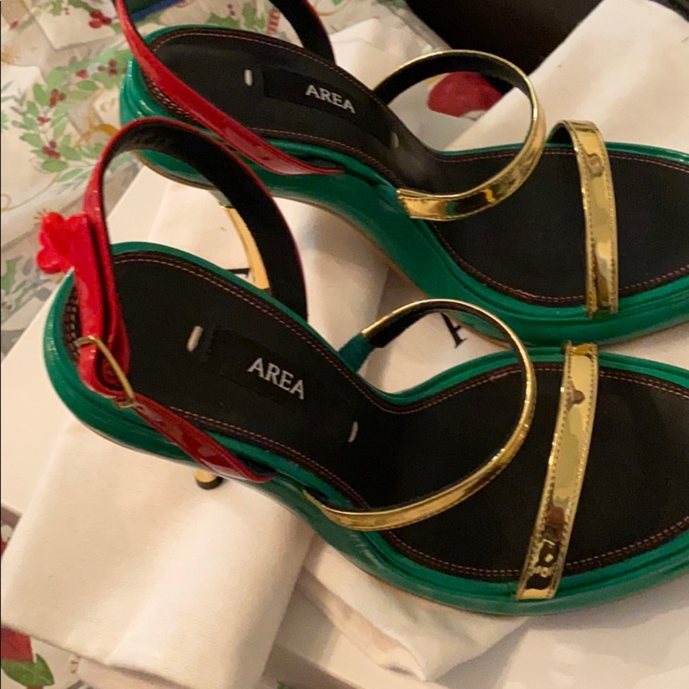 AREA Bumper Welt Sandal red/gold/green SIZE 35